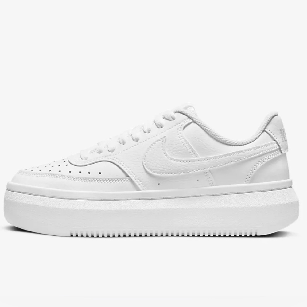 Nike Court Vision Alta Platform Leather Sneakers Triple White